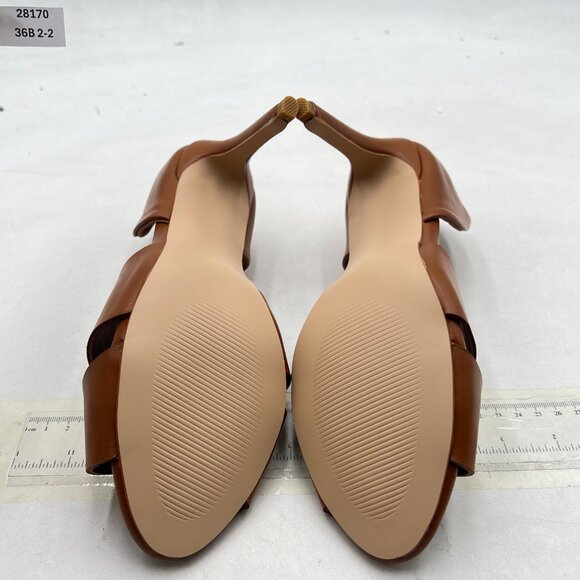 Pazzion Brown Sexy Open Toe High Heeled D'Orsay Pumps Slip On Two Pieces Sandals - Picture 7 of 8